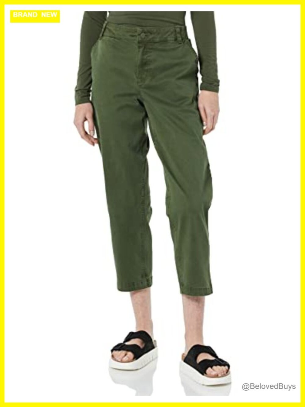 Stretch Chino Barrel Leg Ankle Pant Mid Rise Flat Front Snap Closure